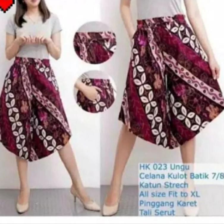 [KODE E154] KULOT BATIK 7/8 WANITA KOMBINASI/KULOT BATIK MIRING WANITA