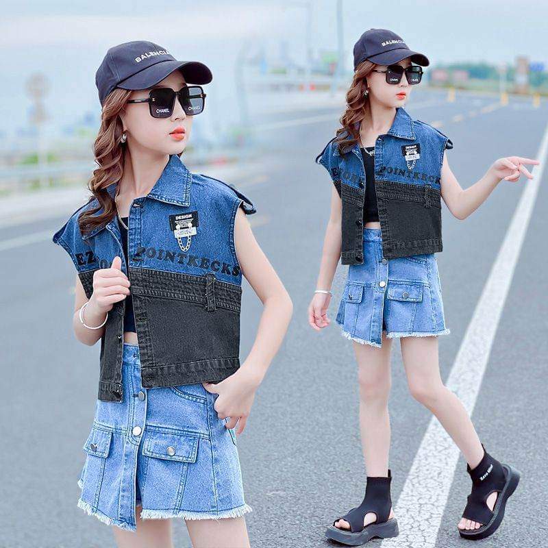 Setelan Jeans Anak Perempuan PREMIUM Korean Style Celana Skort