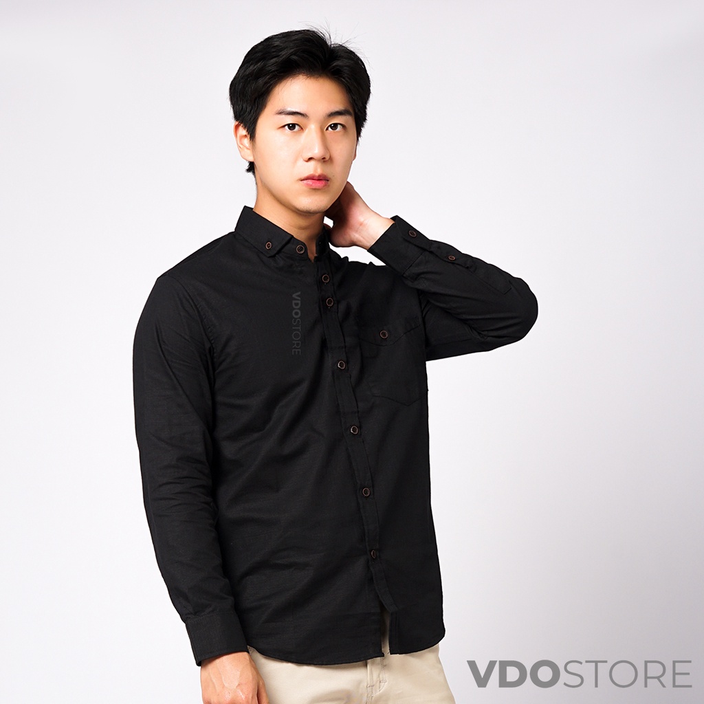 KEMEJA PRIA HITAM BASIC LENGAN PANJANG BAJU DEWASA POLOS PREMIUM KEMEJA KERJA TEBAL M L XL BLACK MEN SHIRT KEMEJA KANTOR FORMAL SANTAI CASUAL SEMI KASUAL VIRAL MURAH KATUN KUALITAS