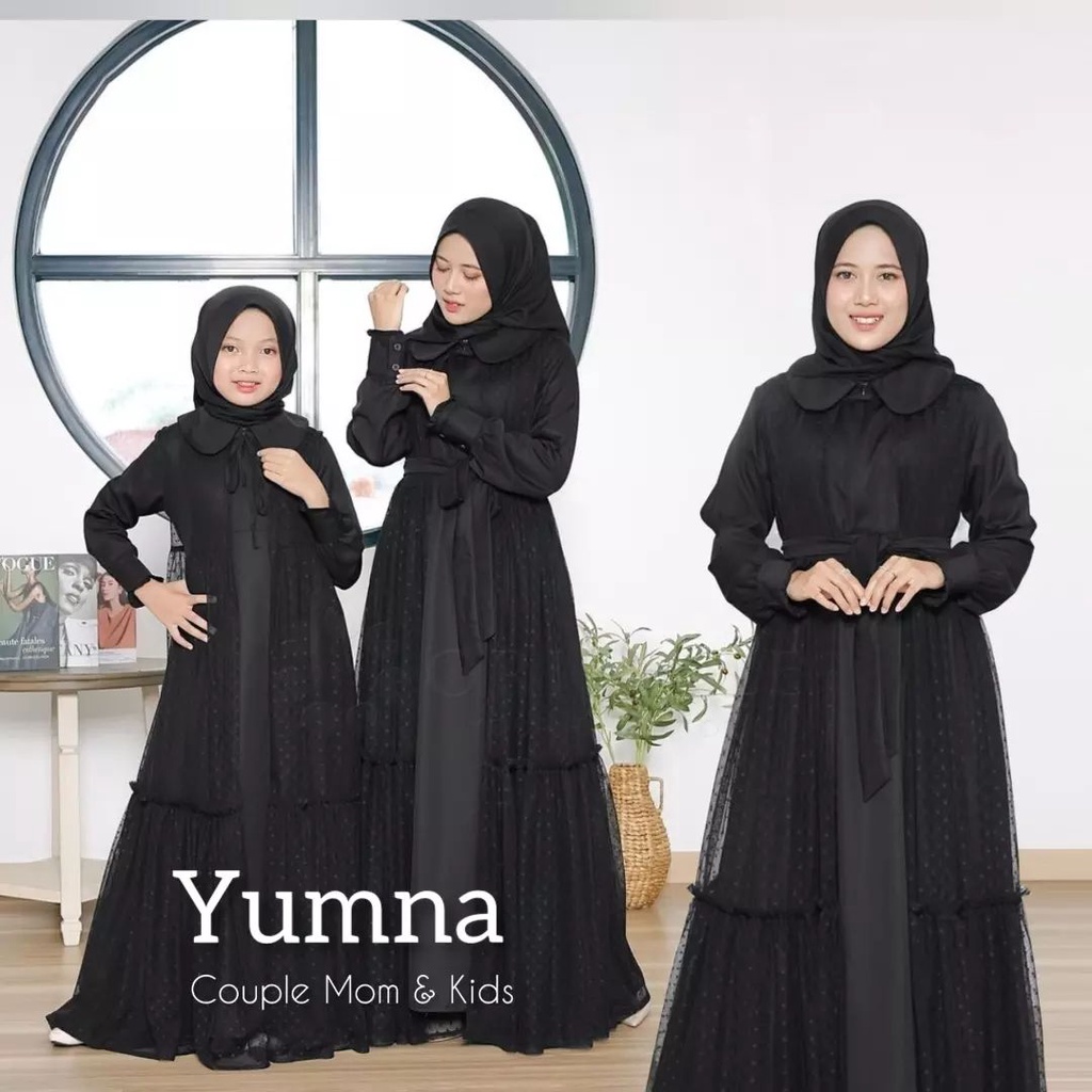 Gamis Couple Ibu Dan Anak Perempuan Lebaran 2023 Yumna Couple Mom &amp; Kids Baju Pasangan Terbaru Shakila Mix Tile Dot Fashion Couple Pakaian Wanita Set Pakaian Couple