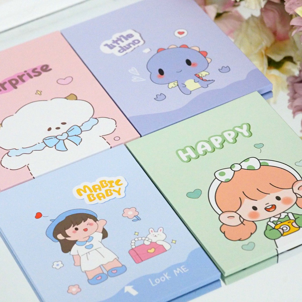 Cermin Buku Lipat Kaca Portable Karakter Cute Random Pastel Kaca Rias Make Up Lipat Buka Tutup