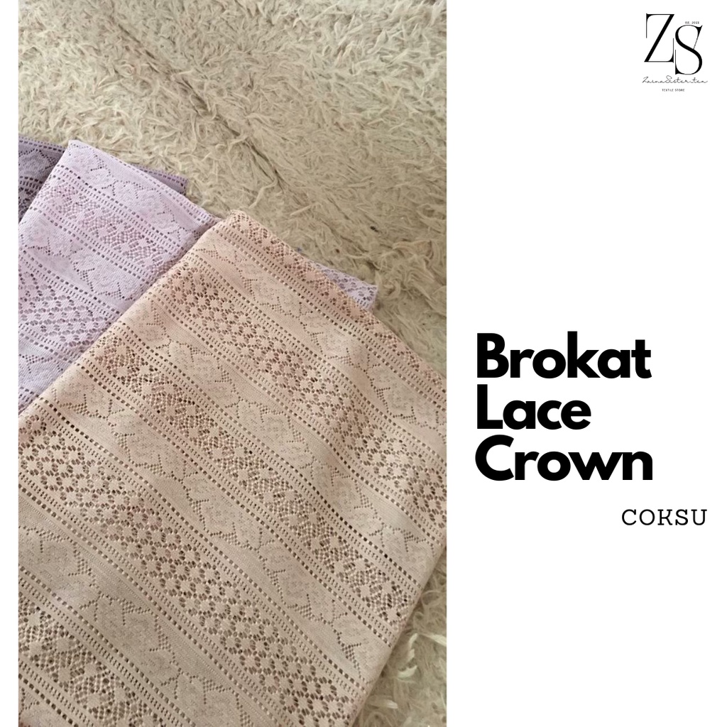 Kain Brukat Lace Crown Warna Cokelat Susu