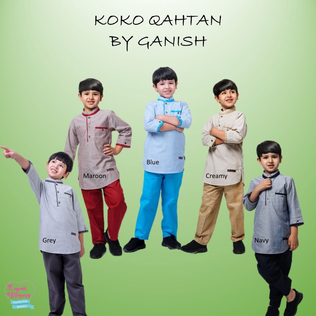 Setelan anak laki laki baju muslim anak koko katun oxford original branded 13579111315