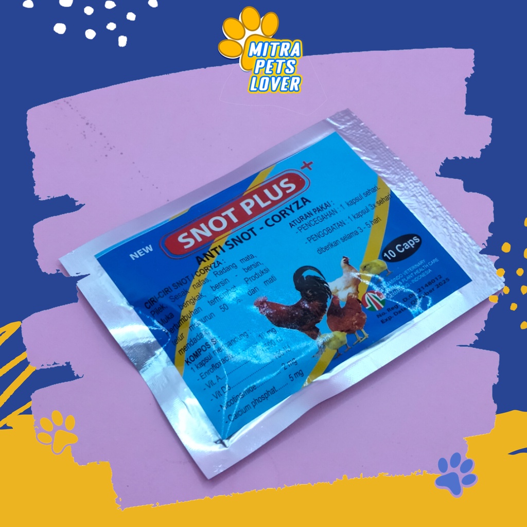 OBAT FLU AYAM - SNOT PLUS 10 CAPS - MENCEGAH &amp; MENGOBATI PILEK SESAK NAFAS RADANG MATA MUKA BENGKAK BERSIN BERSIN PERTUMBUHAN TERHAMBAT PRODUKSI TELUR MENURUN - KAPSUL BERKUALITAS MURAH ORIGINAL ASLI TAMASINDO VITAMIN TERNAK HEWAN PELIHARAAN MITRAPETLOVER