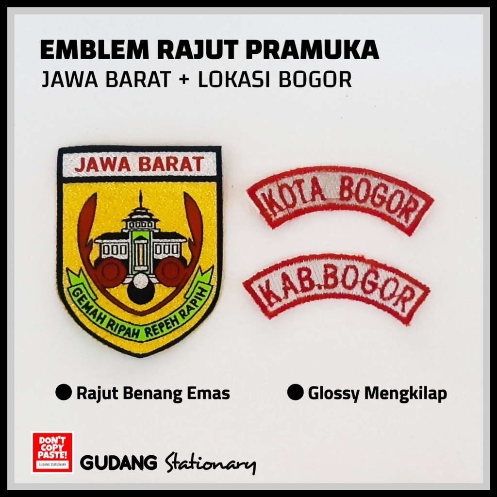 Emblem Rajut Benang Emas Jawa Barat + Lokasi Pramuka Bogor