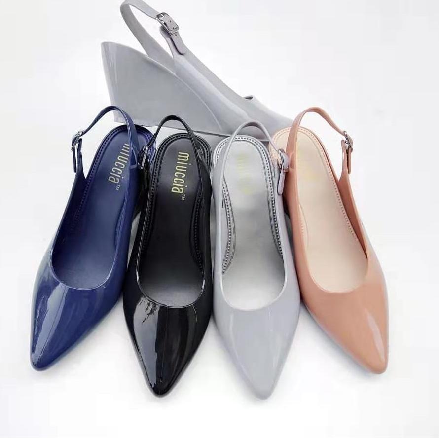 Big Sales I24 Miuccia - Sepatu Tali Wedges Wanita Glossy Tinggi Jelly Shoes Wanita - L800 ㅁ