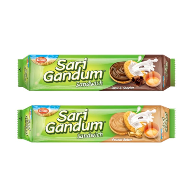 

Roma Sari gandum Sandwich 2 Varian Rasa Coklat & Peanut - 2pcs