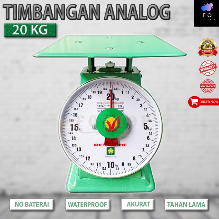 Terlaris Renkmhe Timbangan Manual Jarum Duduk 20 Kg-50 Kg Timbangan Meja Hijau