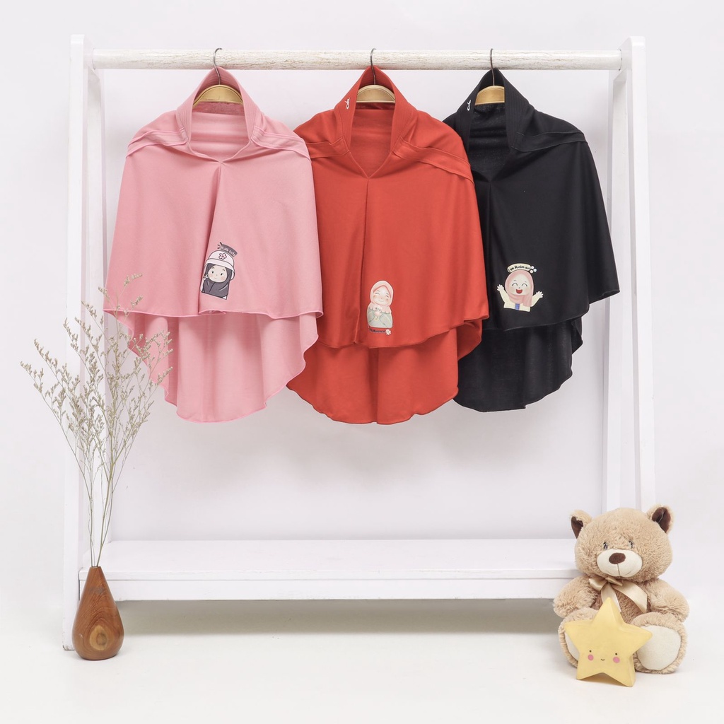 tokokia kerudung anak perempuan hijab syari jilbab motif polos sekolah TK SD PE Premium lembut termu