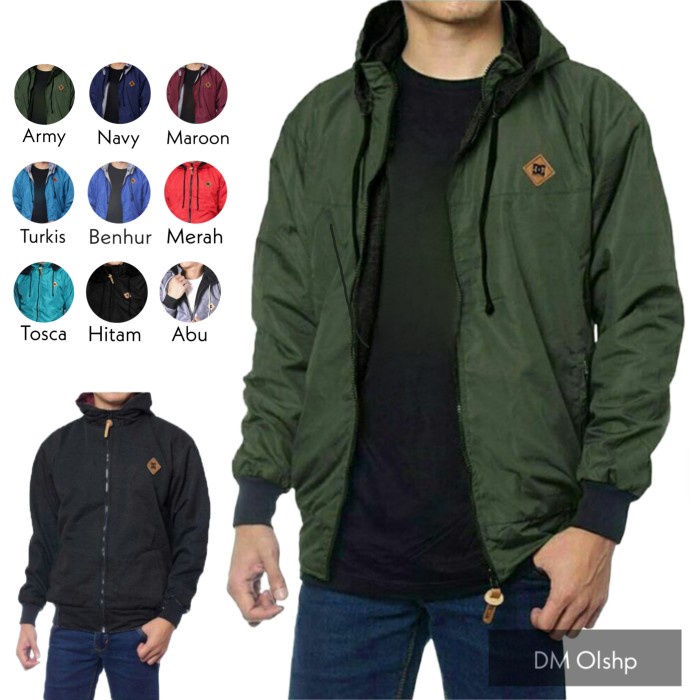 jaket parasut Jaket Bolak Balik 2 in 1 Pria Hijau Army Hitam - Random F9Z0 COD TERLARIS KOREA baju j