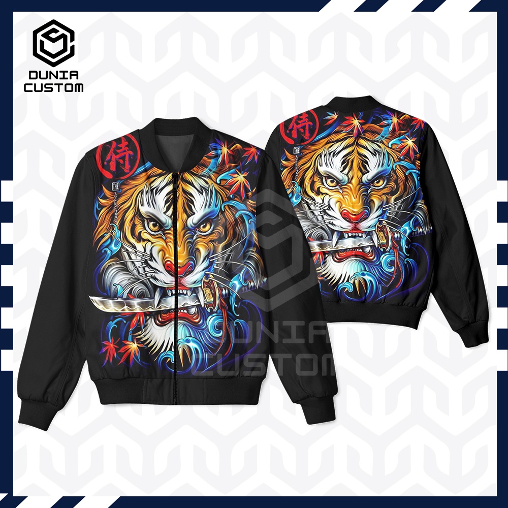 Jual JAKET BOMBER MOTIP TEMA HARIMAU PITIH LION SINGA RAJA HUTAN OLAHRAGA MACAN TUTUL SUMATRA JAWA B