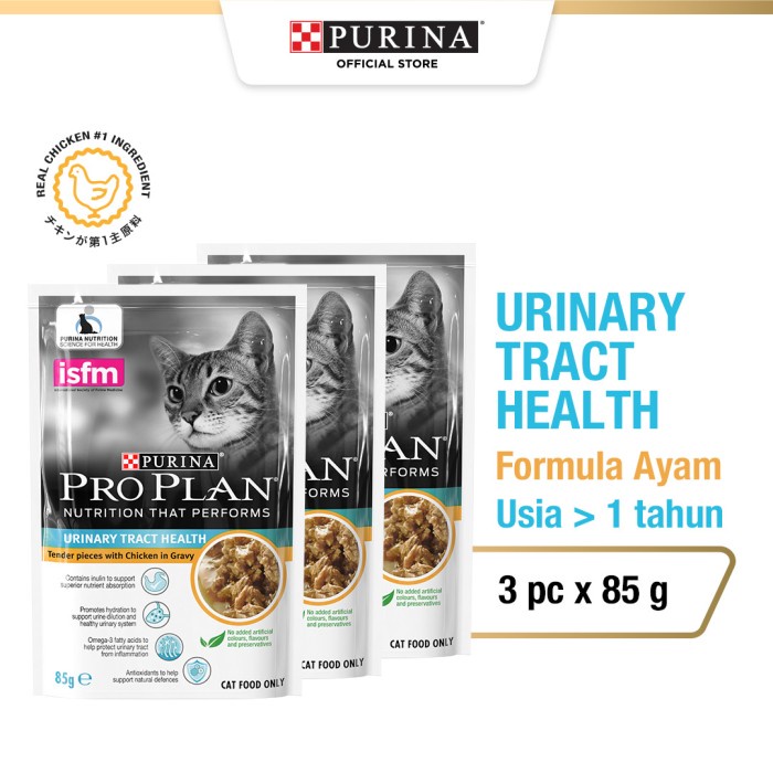 PRO PLAN Adult Urinary Tract Health Chicken Makanan Basah 85 gr x 3pcs