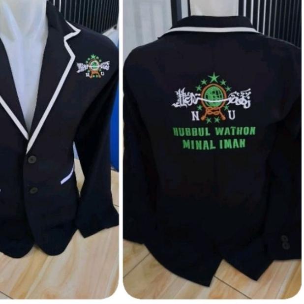 ☚ jas almamater hitam lis putih bordir logo NU ( bisa tambah nama dan logo) ☄
