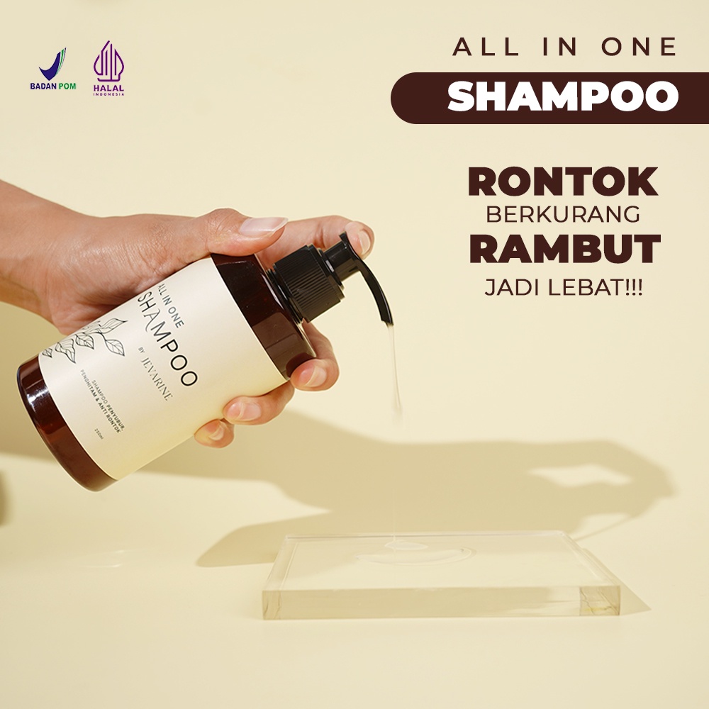 Shampo Shampoo Sampo Sampoo Penumbuh Penyubur Penebal Perawatan Pencegah Rambut Rontok Botak Ketombe Bercabang kering Uban Jevarine All In One Shampo Hair Care Treatment Ampuh Original BPOM