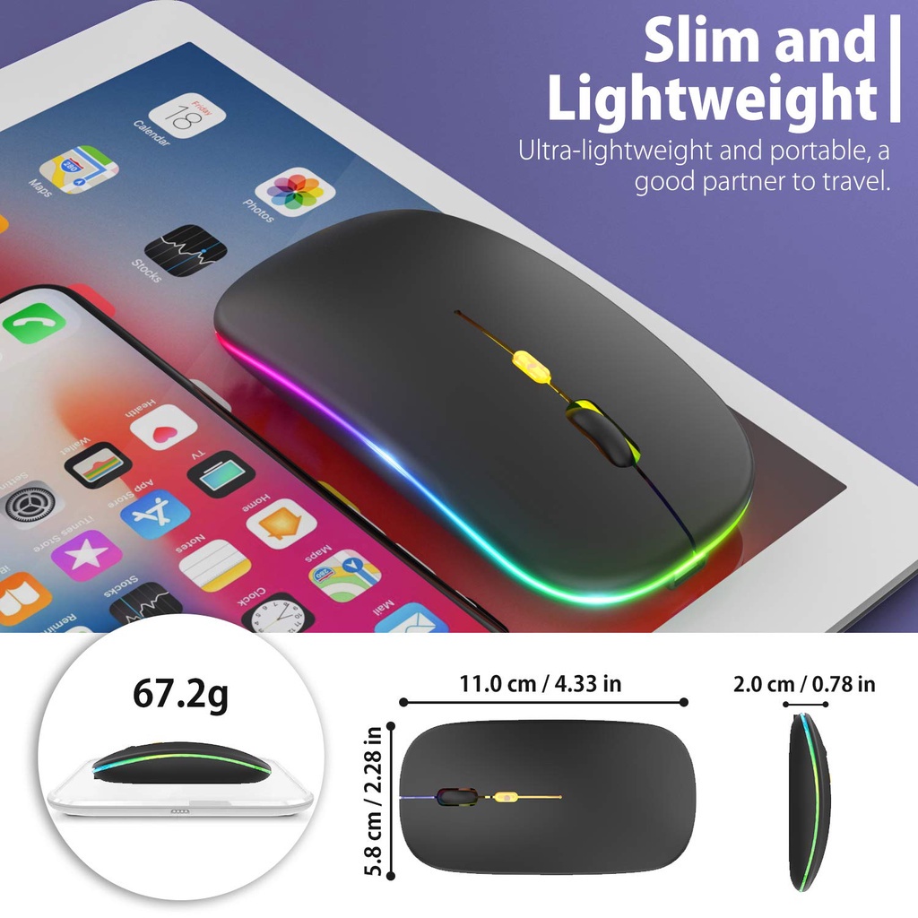 【COD】Viqoo Mouse 2.4G Slim Tipis USB Wireless Bluetooth tanpa kabel 4D Optical Model PC Laptop Komputer