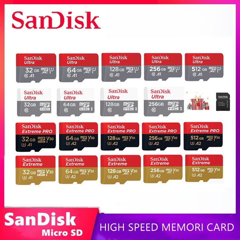 Kartu Memori Memory card 16GB/32GB/64GB/128GB/256GB/512GB Transfer Up to 80Mbps/100Mbps/160Mbps/170Mbps hp SD Memori Card (COD)