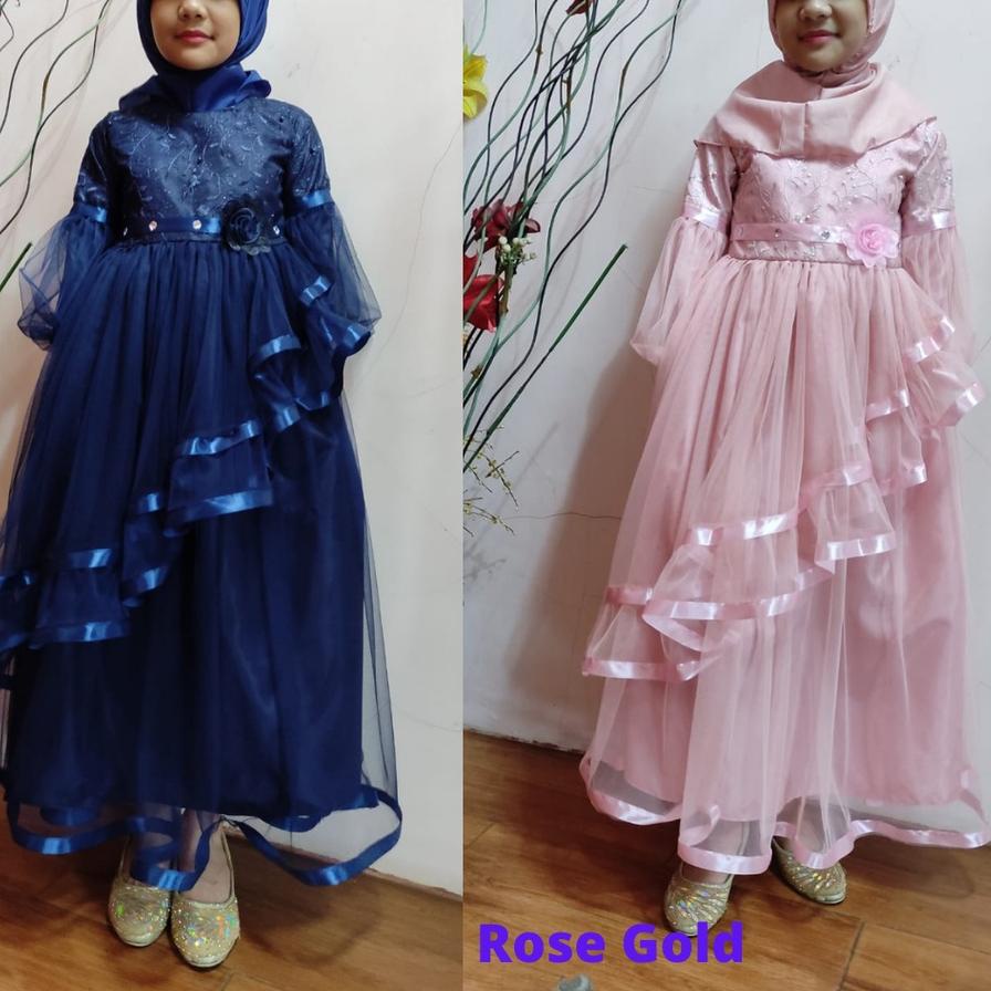 ☚ { MODEL BARU ECTION }  BAJU PESTA ANAK / GAUN PESTA ANAK MUSLIM  GAMIS PESTA ANAK ←