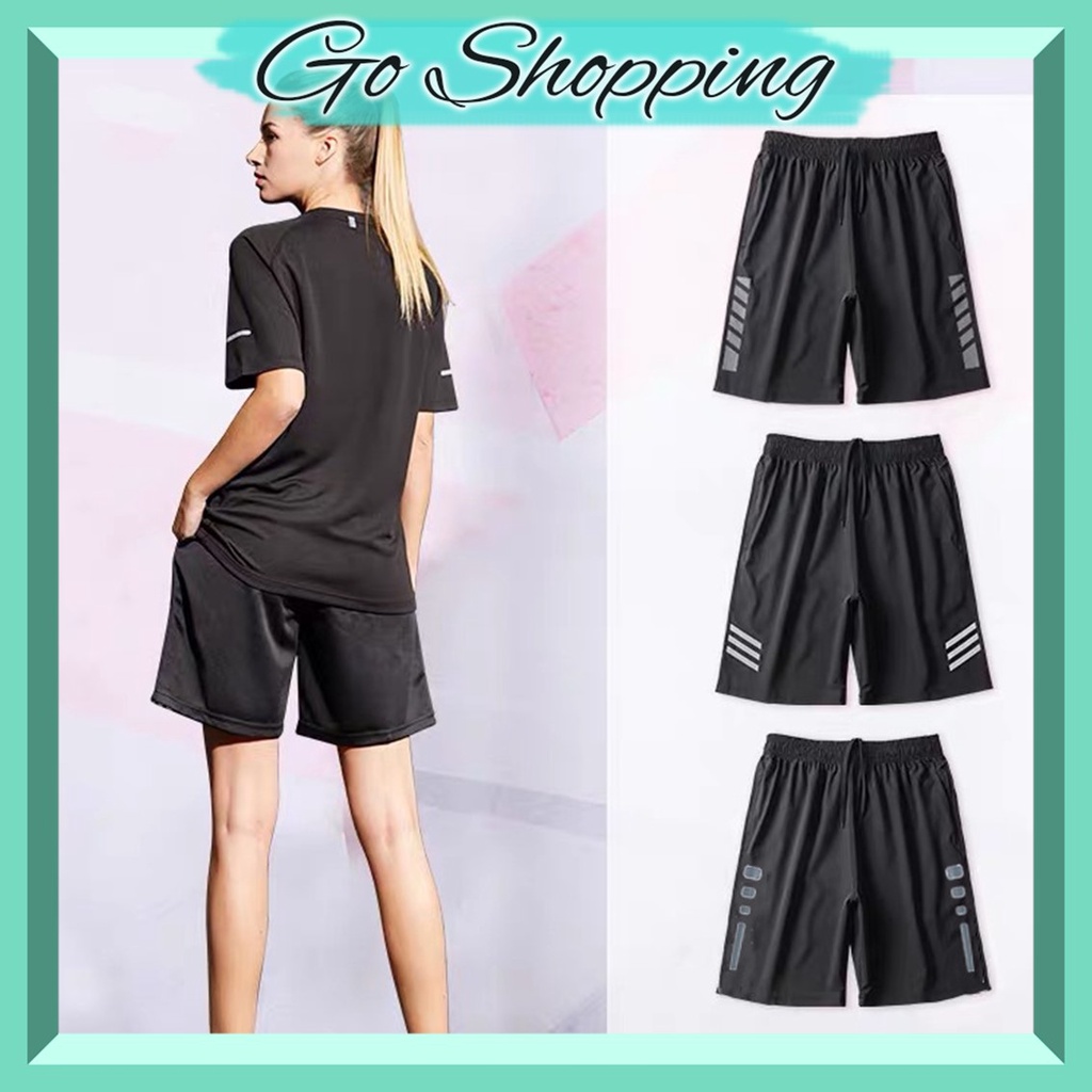 GO!CPG1039 Celana Pendek Boxer Polos Pria Wanita Unisex Motif Garis Samping Short Pants Sport Olahraga Santai