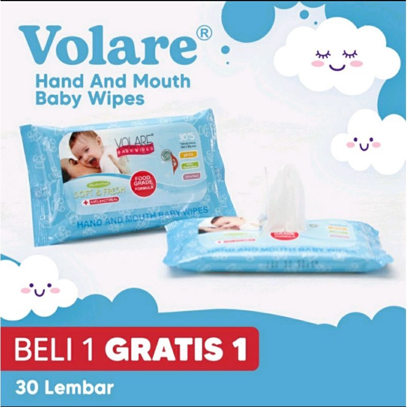 Buy 1 Get 1 Tisu Basah Volare Hand &amp; Mouth 30'S Foodgrade Baby Wipes Tisu Basah Bayi Tisu Basah foodgrade