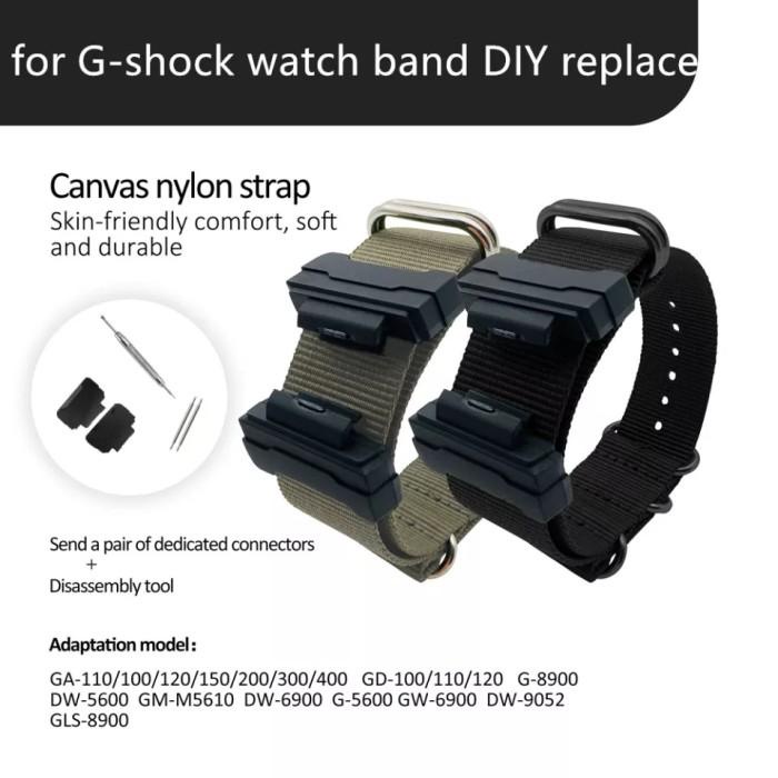 Tali Strap Kanvas Nato Canvas Casio G-Shock Adapter Konektor GShock