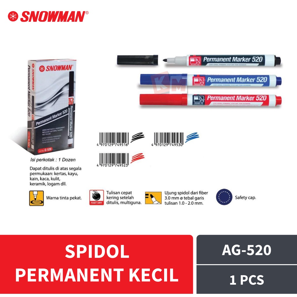 Spidol Permanent Marker Snowman AG-520 G-520 Permanen Kecil