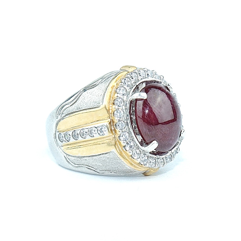 Natural Cincin Perak Permata Red Ruby Corundum free Memo 03