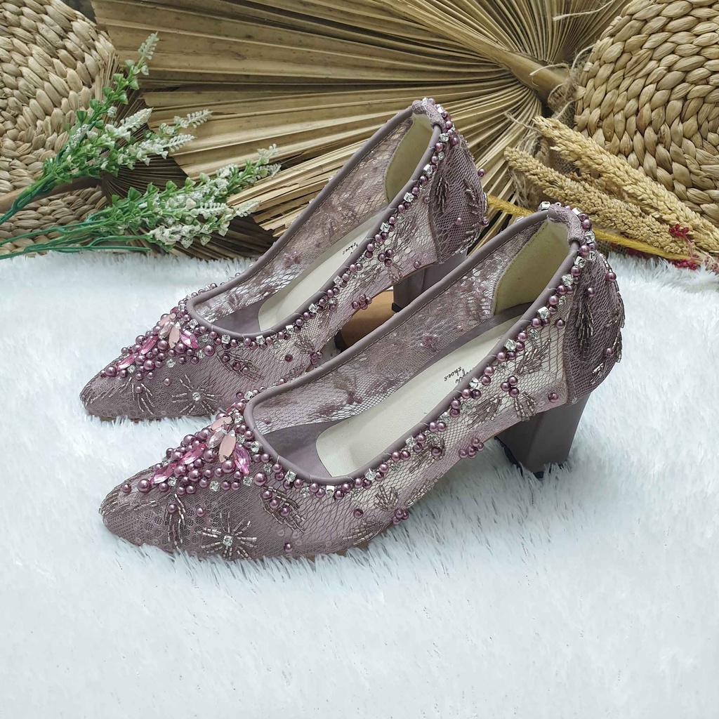 Sepatu wedding pesta Cantik mahalani mauve 7cm tahu