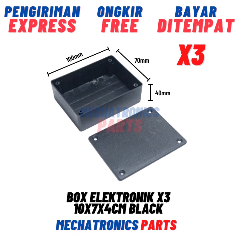 BOX ELEKTRONIK X3 KOTAK RANGKAIAN ARDUINO 10X7X4CM CASING BLACK BOX X-3