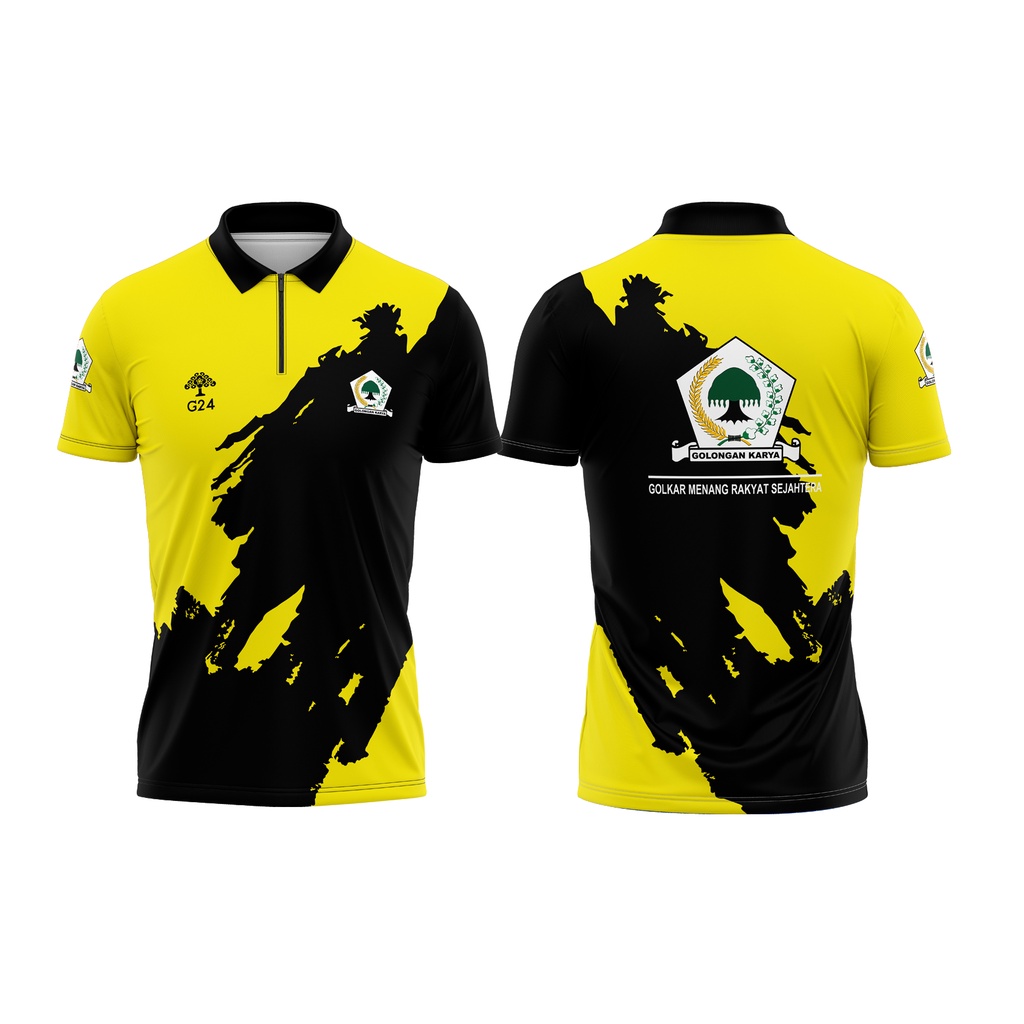 Kaos Baju Wangki PARTAI GOLKAR GOLONGAN KARYA PEMILU 2024 Lengan Pendek Panjang Resleting Full Print