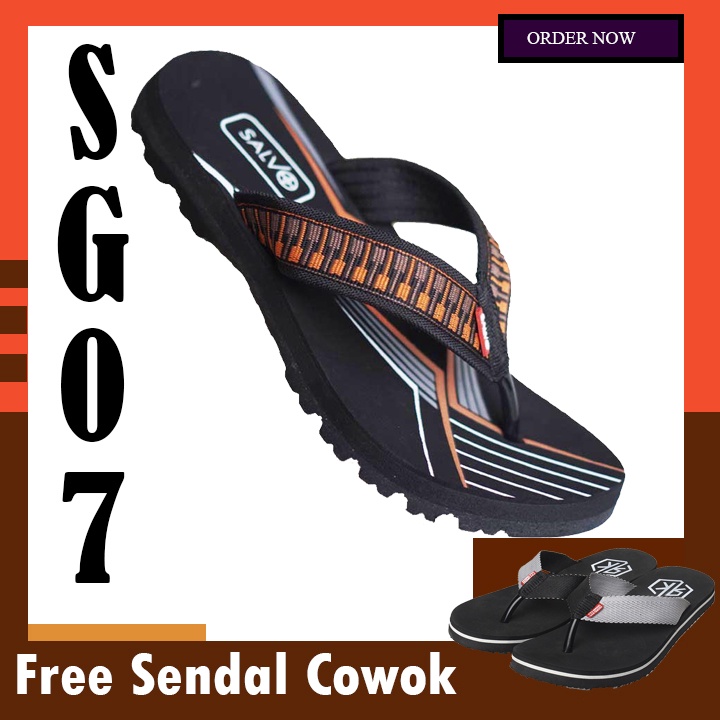 sandal cowok kekinian jepit sandal gunung salvo SG07 gratis sandal cowok SM