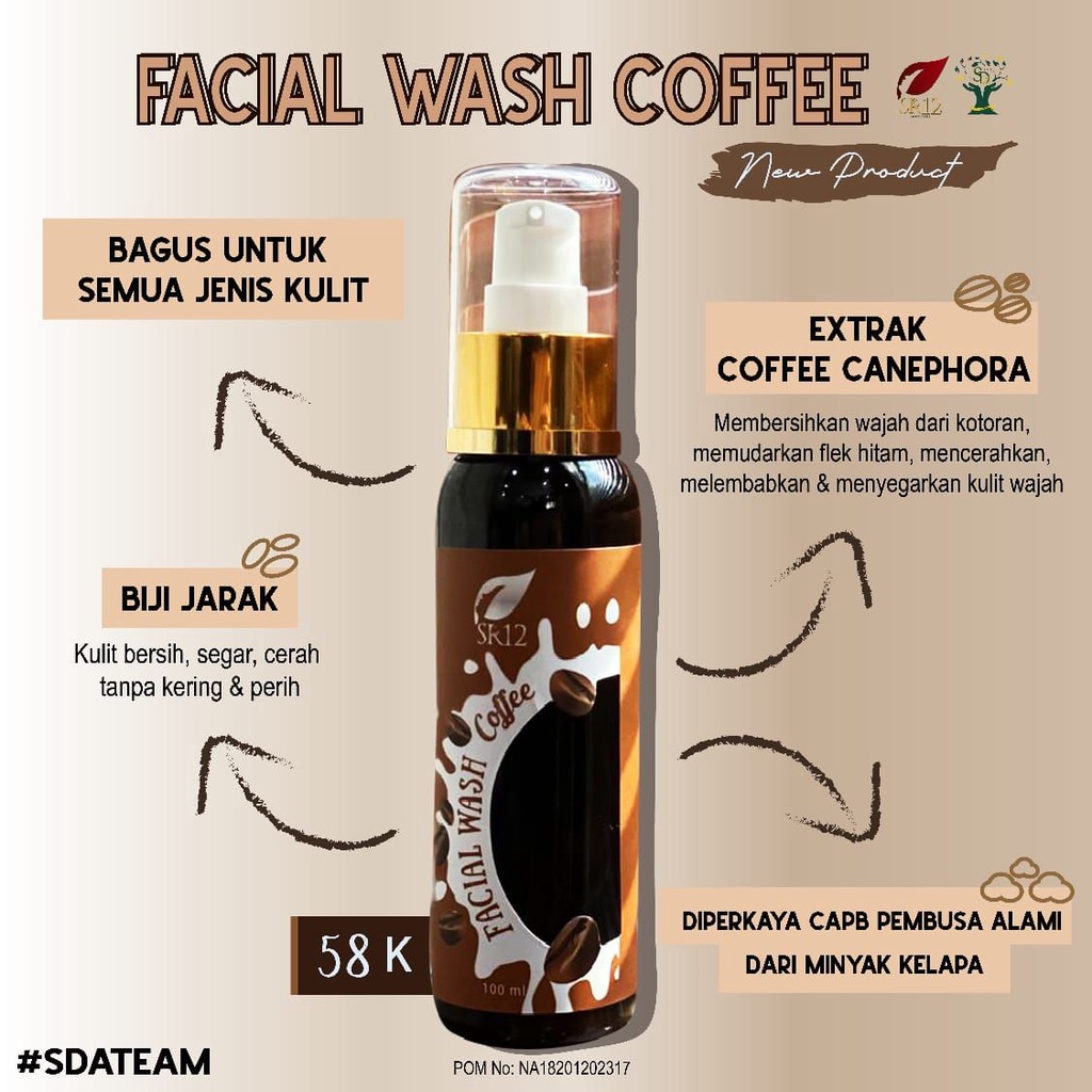 FACIAL WASH COFFEE SR12 TERBAIK.!! FRESH &amp; TIDAK KERING / SABUN KOPI PENCERAH WAJAH BERSTANDART BPOM