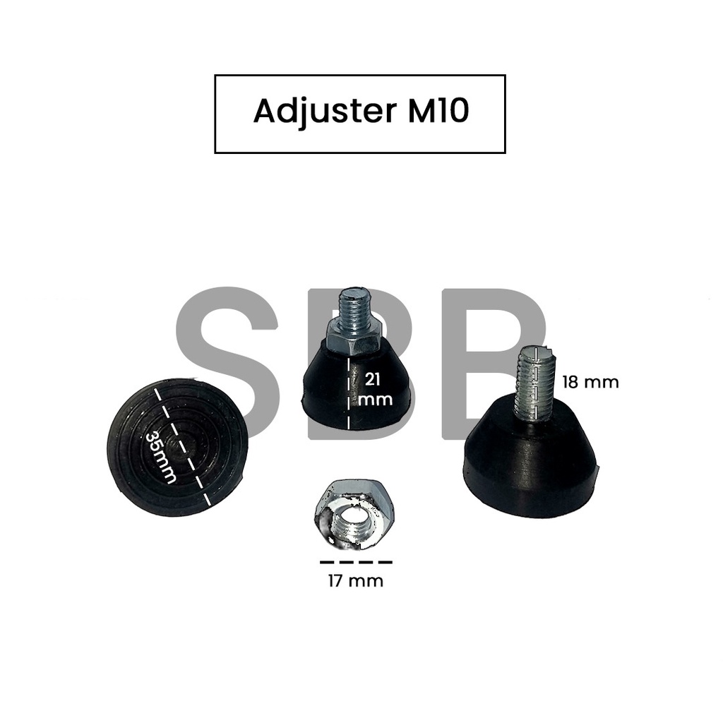 Adjuster M10 ( Baut 10, Mur 17 ) Diameter 35/Karet Penstabil Kaki Meja