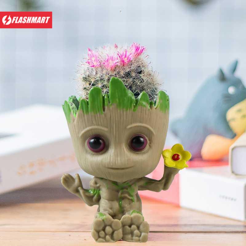 Flashmart Groot Mini Action Figure Holding Flower Pot Tanaman 5cm - TKR3