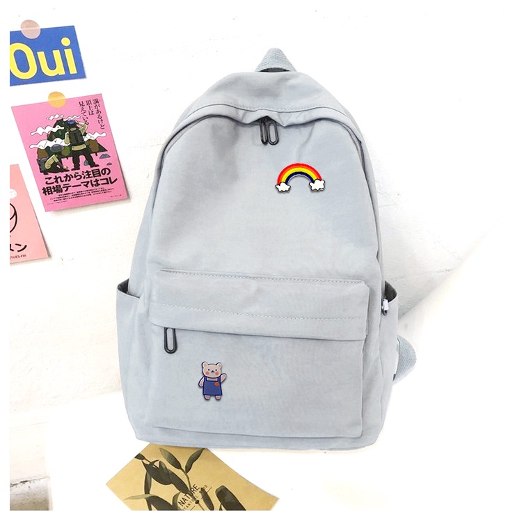 Tas Ransel Wanita Terbaru 2022 Wanita Lucu Harajuku Panelles Sekolah Ransel Wanita Korea Free Bros Lucu-Abu