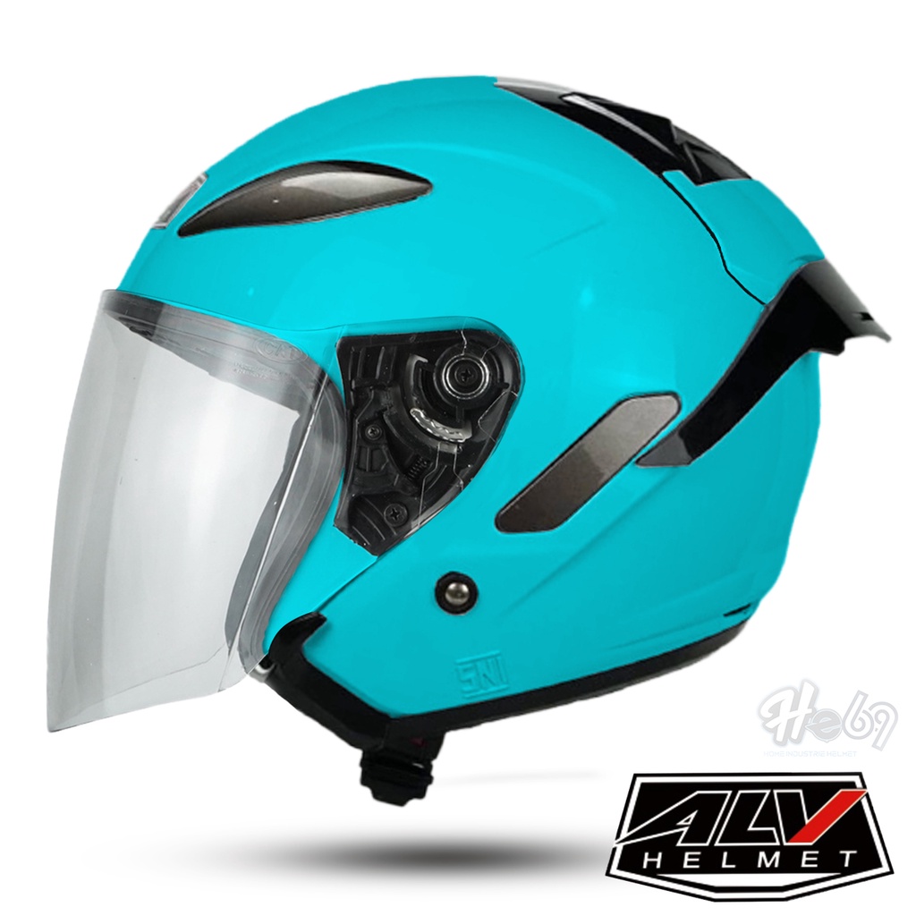 Helm Half Face ALV Polos Kaca Bening / Helm Pria Dan Wanita Dewasa SNI DOT COD