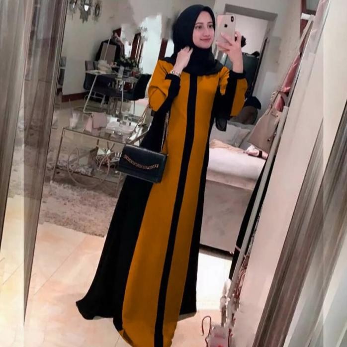 Gamis Gamis turkey SAMIRA / pakaian wanita muslim / gamis Abaya terbaru 2022 - Camel, L(E5B9) Gamis 
