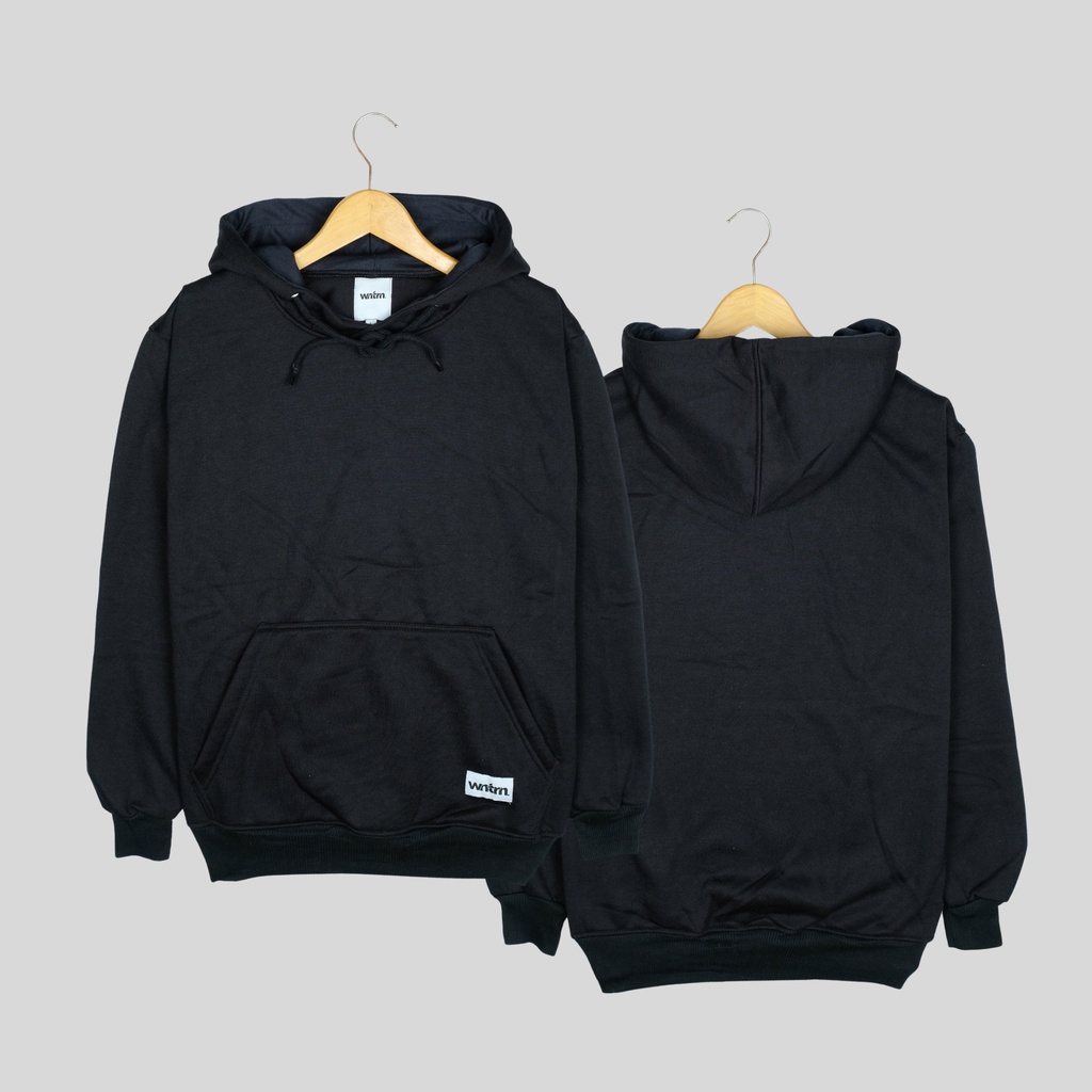 Sweater Hoodie Hitam Polos Pria Wanita Unisex Premium High Quality Switer Hodie Distro Basic Black Cowo Cewe