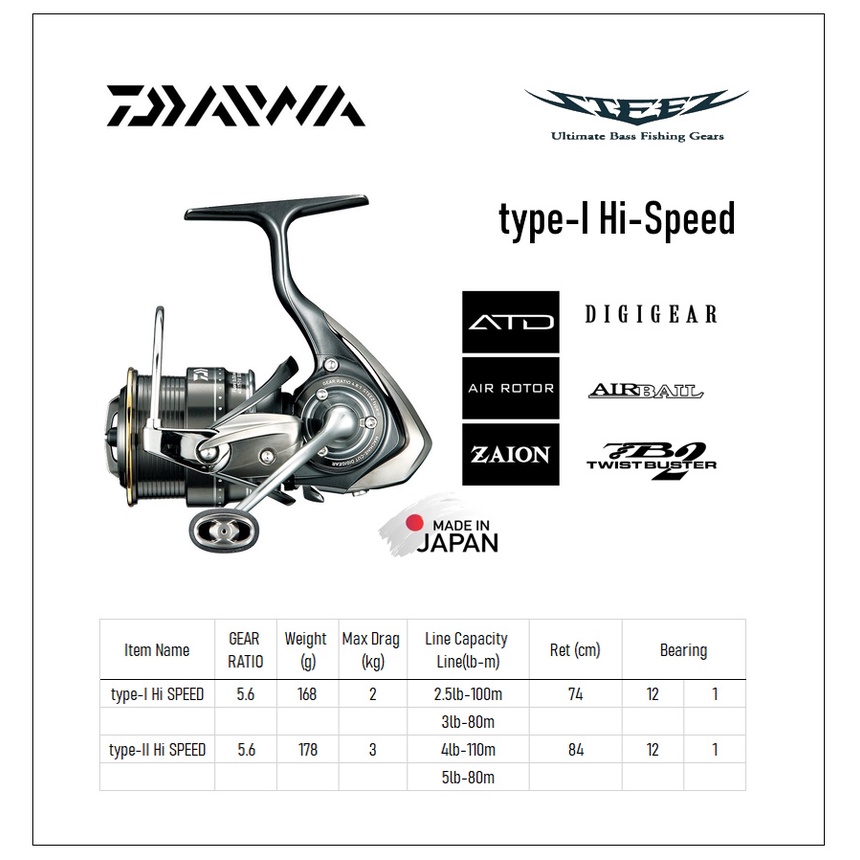 Daiwa Steez type-I Hi-Speed Spinning Reel UL Japan