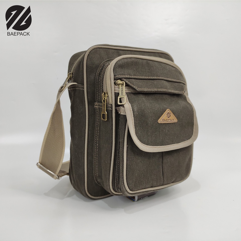 Tas Selempang Kanvas Pria Dewasa Xenof Brown Original Baepack / Tas Bahu Canvas Pria Cowok  / Tas Bahu Premium Lokal Produsen BandungViral Kekinian