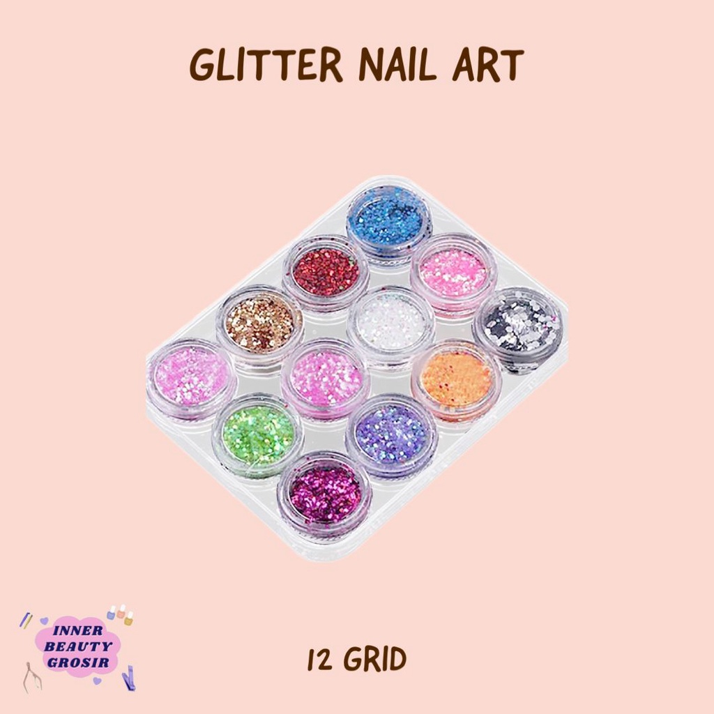 Glitter Bubuk Nail Art 12pcs / Dekorasi Nail Art Glitter Payet / Hiasan Glitter Nail Art / Hiasan Nail Art