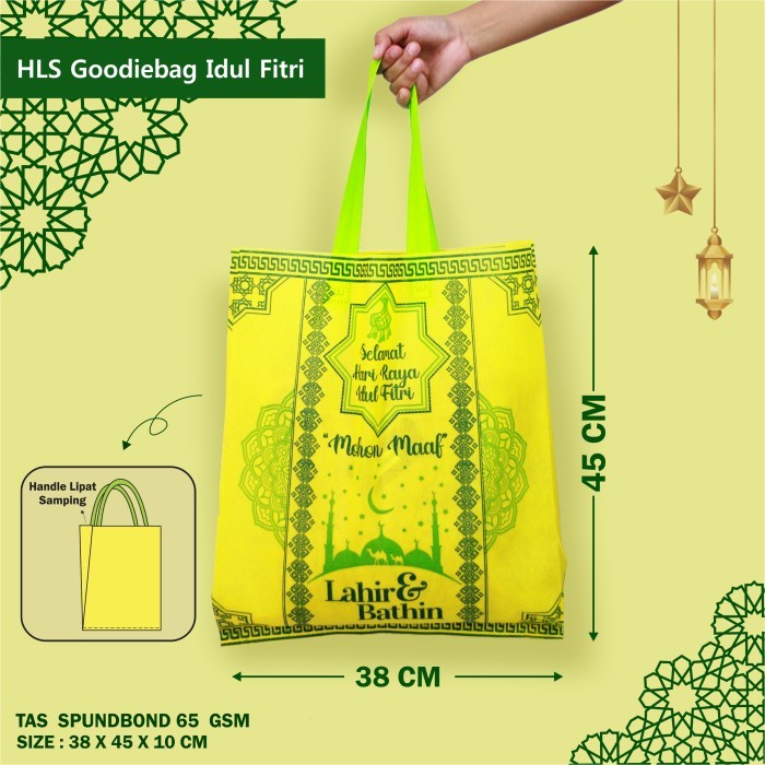 Tas Goodie Bag Lebaran Idul Fitri ukuran Jumbo 38x45 LUSINAN Kantong Bingkisan - tas souvenir lebaran - kantong parcel hadiah hampers - tas spon bon spoun bound sponboun besar - tas jinjing lebaran - godi bag parsel