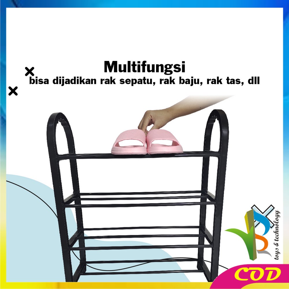 RB-C807 Rak Sepatu Sandal 4 Tingkat Penyimpanan Multifungsi Bahan Plastik / Rak Susun Portable Tempat Sepatu Home Organizer Shoe Rack