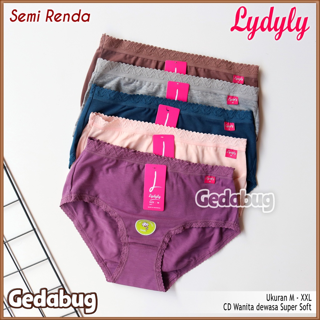 3 Pcs - CD Wanita Lydyly LD001 / LD-001 Semi Renda | Celana dalam wanita dewasa Supersoft | Gedabug