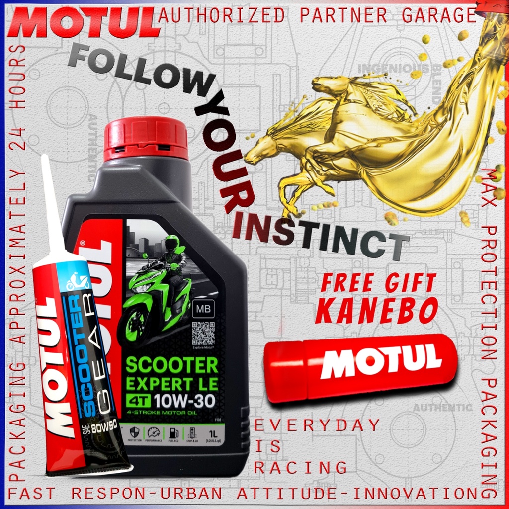 PAKET BUNDLE 1L HEMAT OLI MATIC MOTUL EXPERT LE 10W30 1000ml dan SCOOTER GEAR 80W90 120ml IMPORT