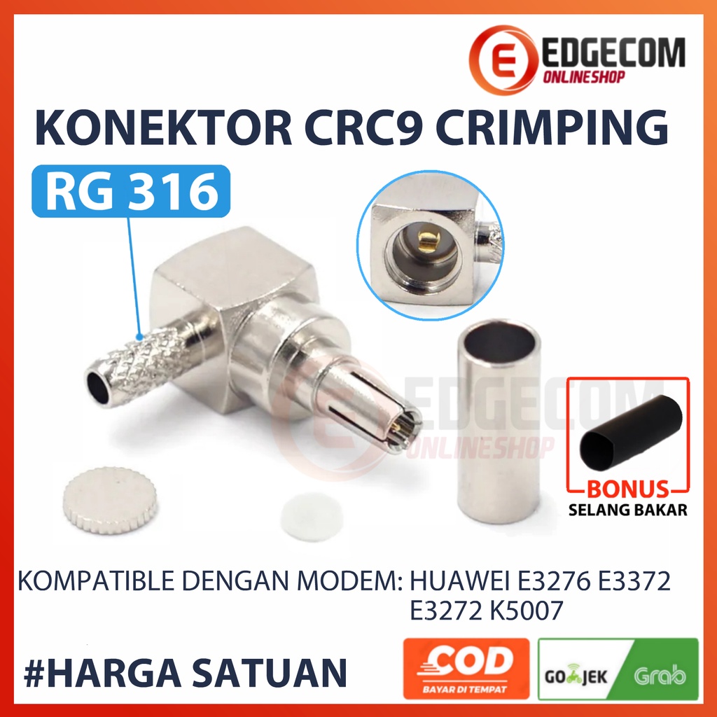 Konektor CRC9 Male elbow 90 degree RG316 Crimp Konektor Modem USB CRC9