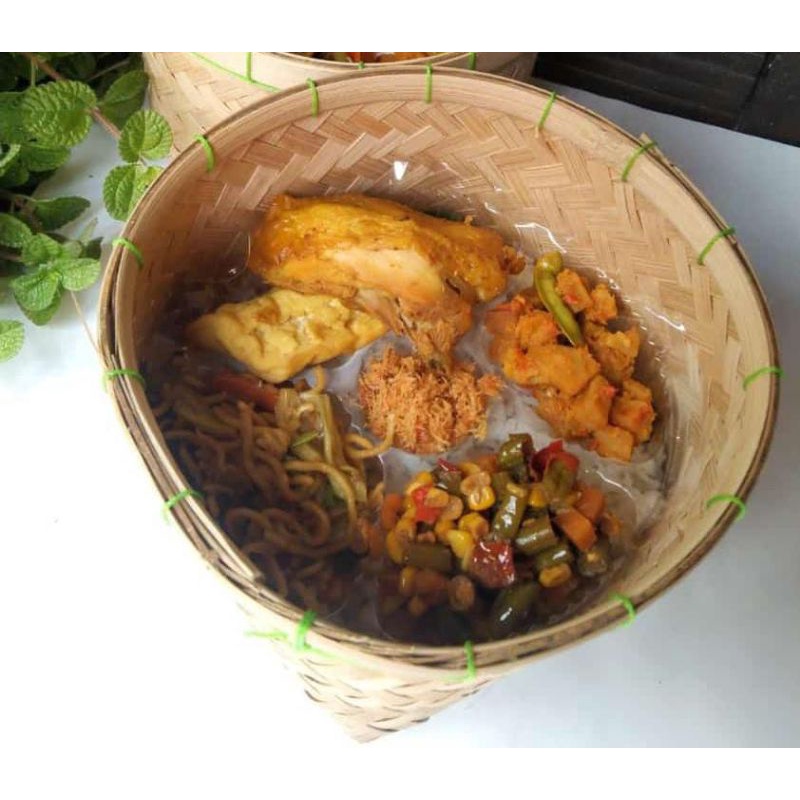 Anyaman bambu besek Tumbu, bakul dari bambu, tempat kue, pot bunga bambu nasi bambu bukan purun