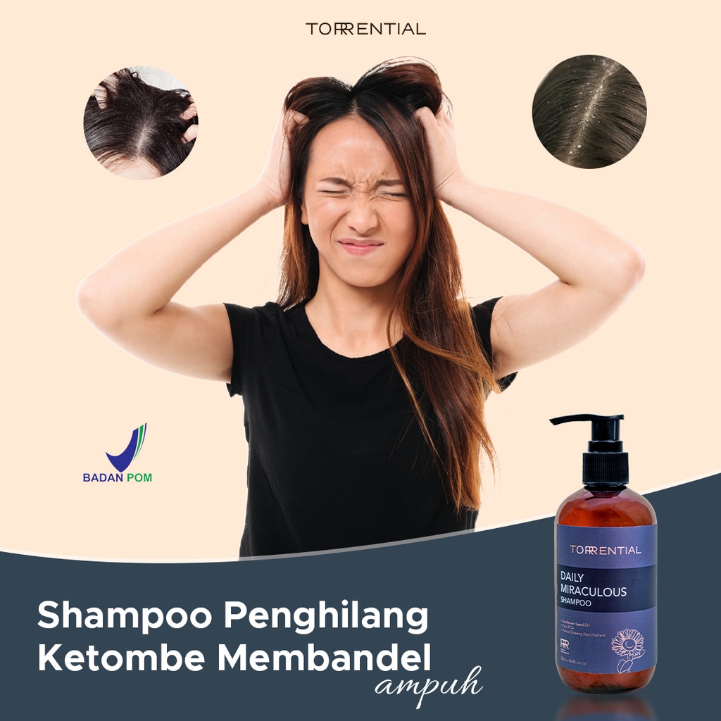 Shampo Shampoo Sampo Sampoo Penumbuh Penyubur Penebal Perawatan Pencegah Rambut Rontok Botak Ketombe Bercabang kering Rusak Uban Torrential daily Miraculous Hair Care Treatment Cepat Ampuh Original BPOM