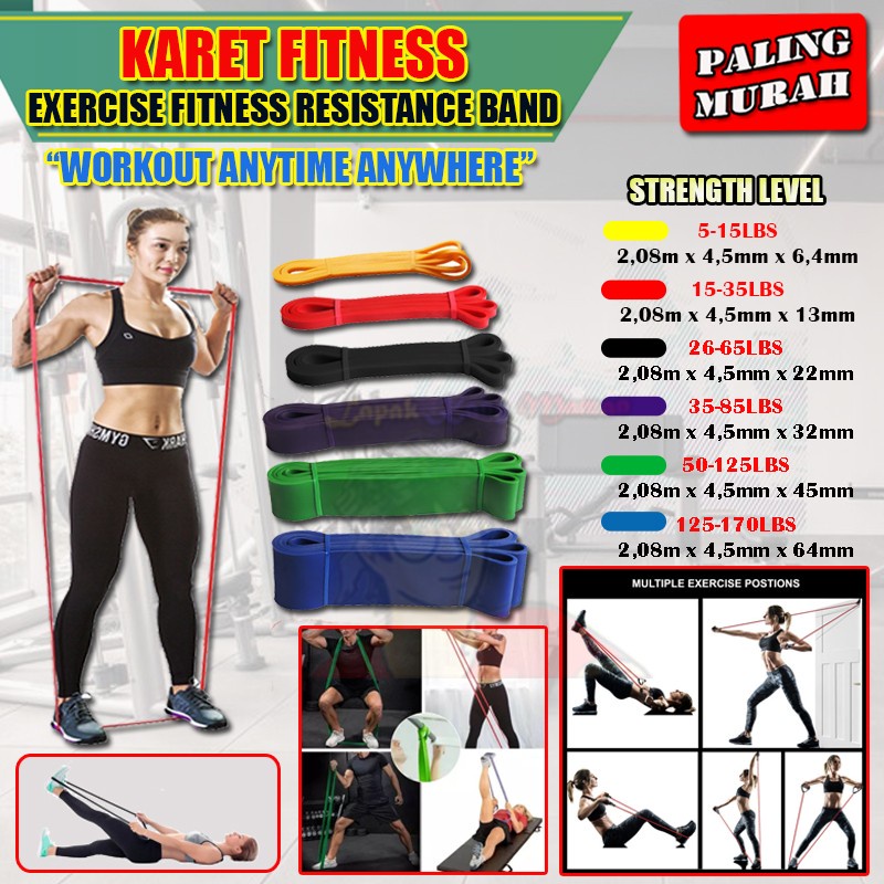 Tali Karet Fitness Resistance Band Power Band Stretching Gym Yoga Pull Up
