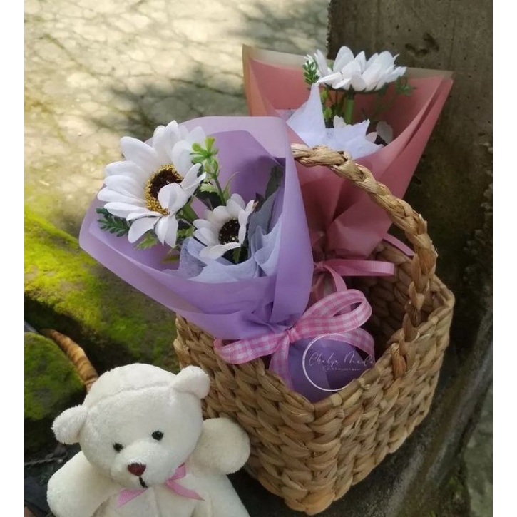 mini buket, buket bunga 1 tangkai, buket bunga