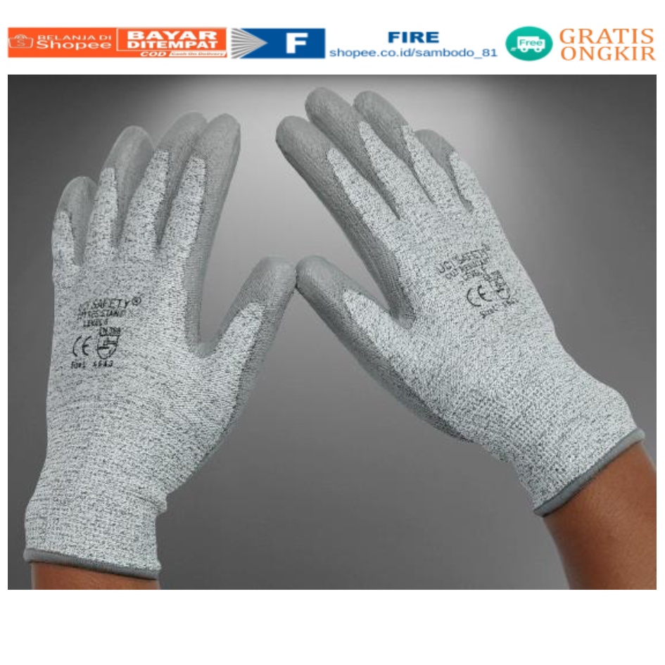 Sarung Tangan Karet anti potong Glove UCI Safety Mekanik Industri Nylon dilapisi karet Polyurethane